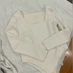 Cream Basic Ribbed Long Sleeve Bodysuit A New Day